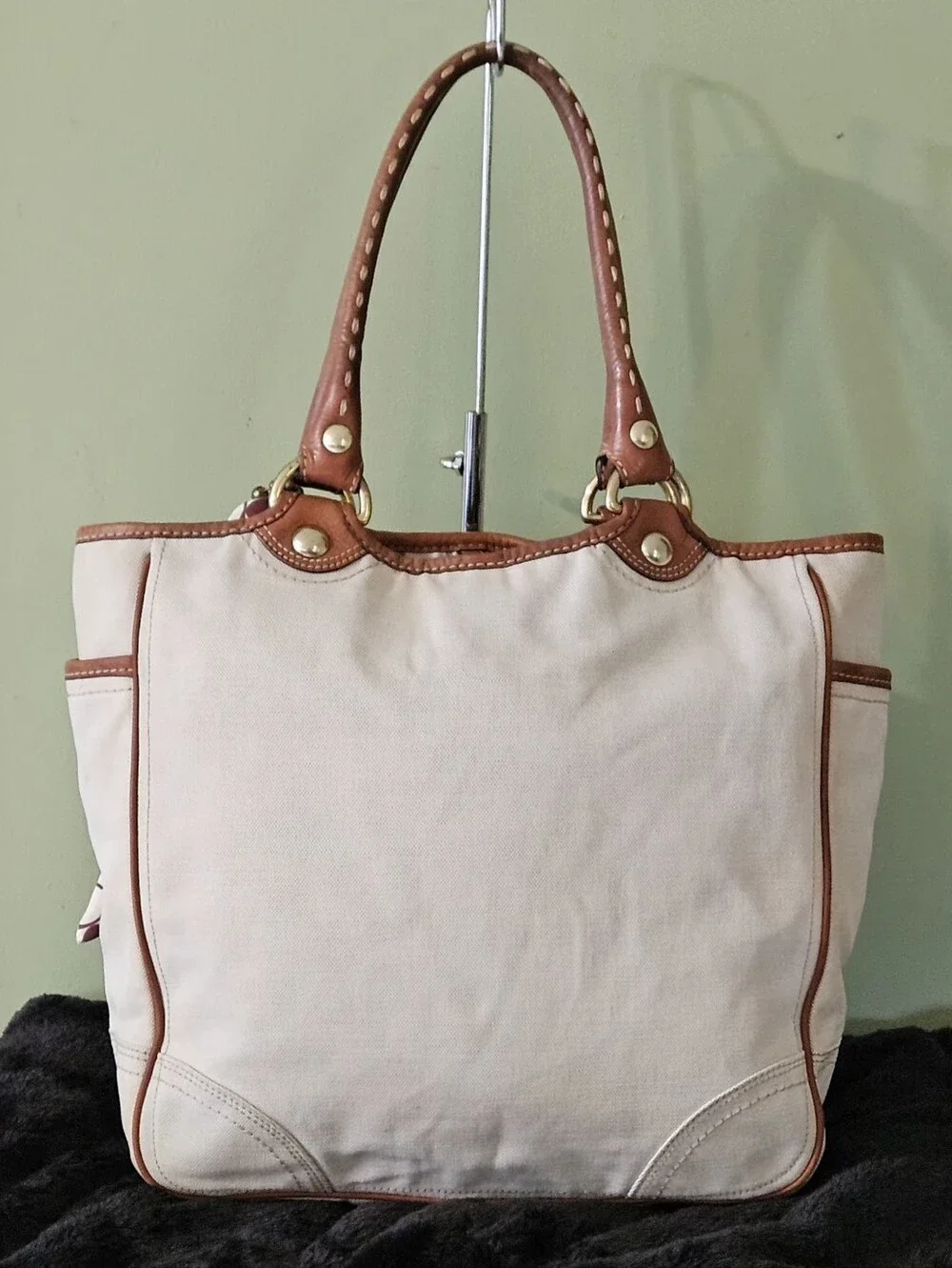 Coach Ltd Ed Heritage Canvas Leather Tote With Scarf, Tattersall Lining